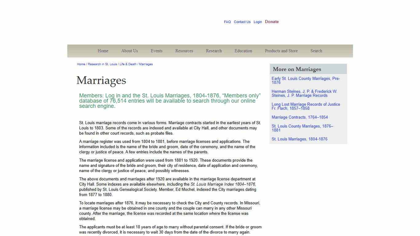 Marriages - St. Louis Genealogical Society