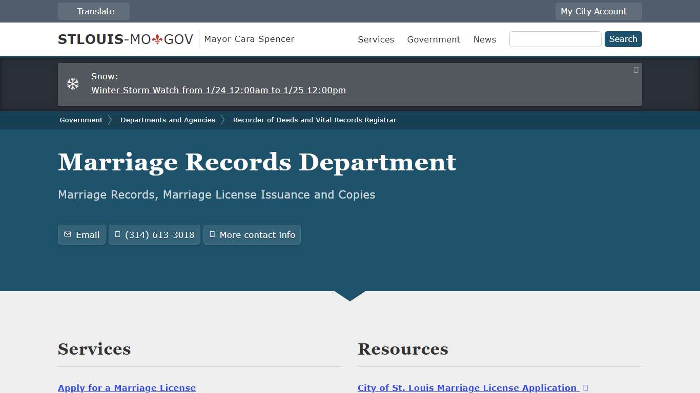 Marriage Records Department